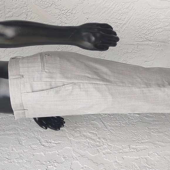 GIORGIO ARMANI COLLEZIONI MEN'S FLAT FRONT PIN STRIPE SILVER GREY LUXURY TROUSER - Picture 10 of 17